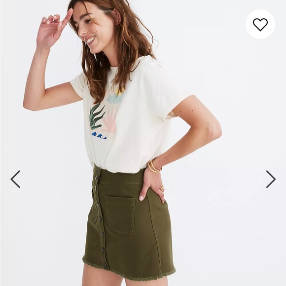 Madewell Raw-Hem A-Line Mini Skirt in Kale Size 2 NWT